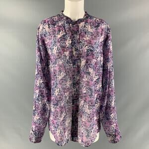 ISABEL MARANT Size S Purple Blue Cotton Floral Oversized Blouse